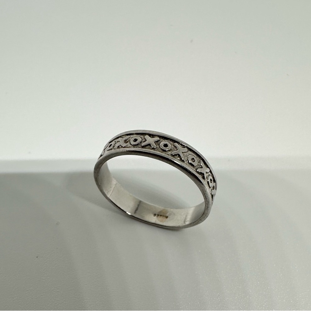 Sterling Silver 925 Ring XO Pattern Unisex - Picture 4 of 8